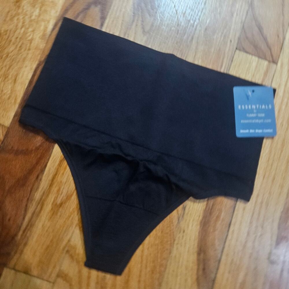 Essentials by Tummy Tank Black Nylon Seamless Thong S/M Small / Medium